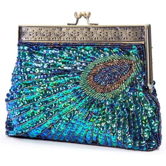 Handbags - Beaded Sequin Peacock Clutch Bags 02